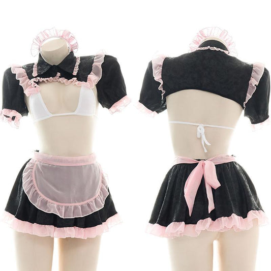 Pink Black Maid Sexy Pajama Cosplay Costume