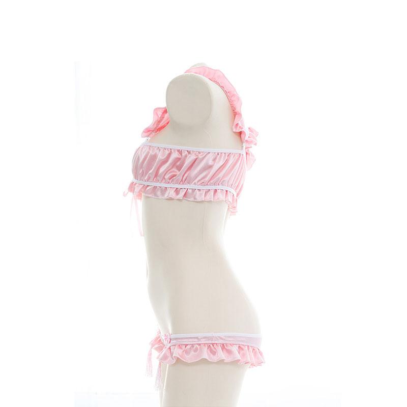 Pink Cheongsam Ruffled Underwear Cosplay Costume