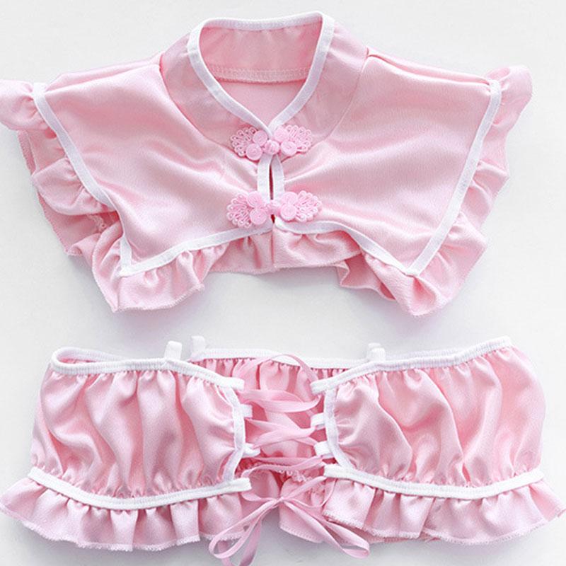 Pink Cheongsam Ruffled Underwear Cosplay Costume