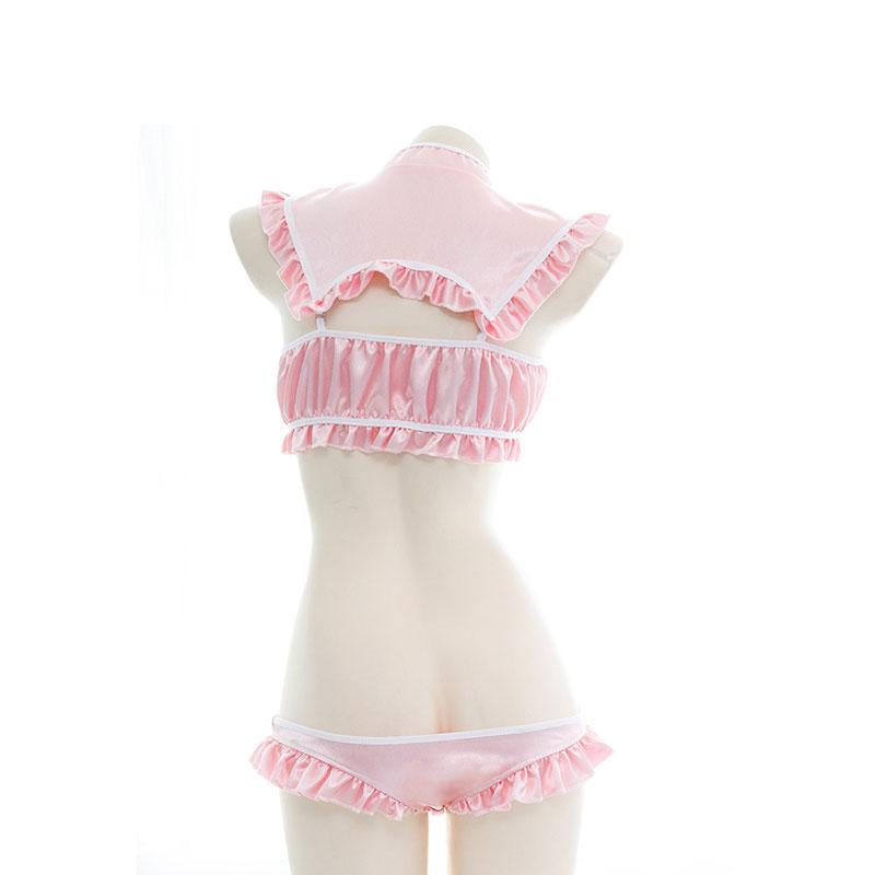 Pink Cheongsam Ruffled Underwear Cosplay Costume
