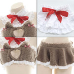 Plush Love Cutout Cute Cat Ears Dress Cosplay Costume