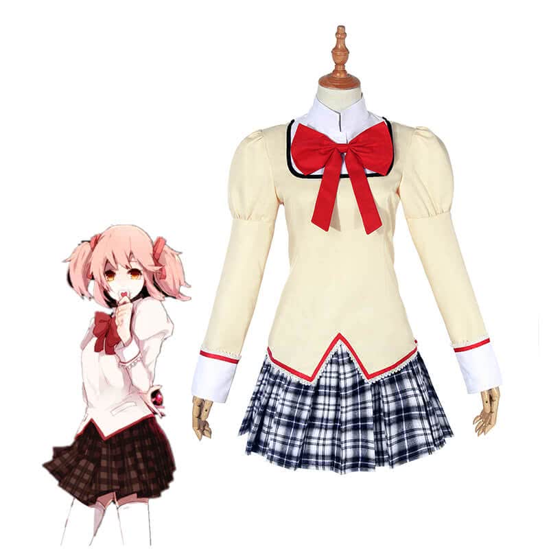 Puella Magi Madoka Magica Yellow School Uniform Cosplay Costumes