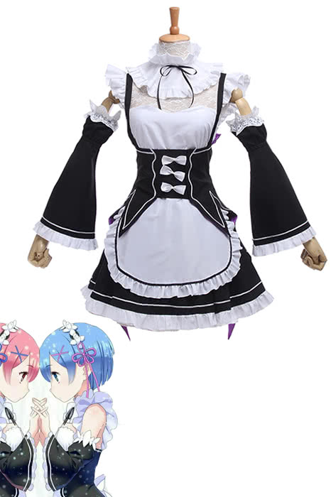 Re:ZERO -Starting Life in Another World Rem Ram Anime Cosplay Costumes Maid Uniforms Dresses