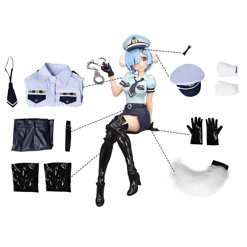 Re ZERO -Starting Life in Another World Rem Policeman Cosplay Costume
