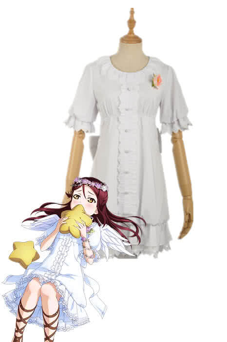 Love Live Sunshine Angel Aqours Unawaken Riko Sakurauchi White Dress Anime Cosplay Costumes