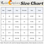 Rolecosplay Black & Gold Hooded Cosplay Costume – size chart