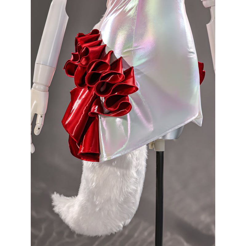 Rolecosplay League of Legends K/DA Firestarter Ahri white and red cosplay costume - costume view and construction details 04