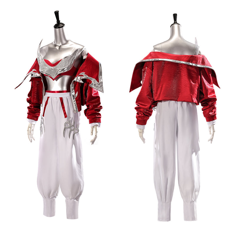 Rolecosplay League of Legends K/DA Firestarter Akali white and red cosplay costume - costume view and construction details 01