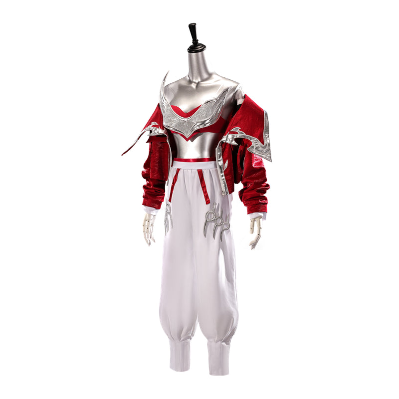 Rolecosplay League of Legends K/DA Firestarter Akali white and red cosplay costume - costume view and construction details 02