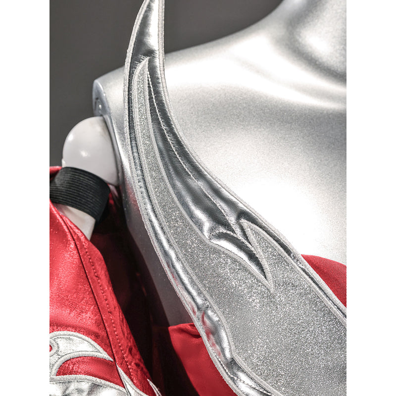 Rolecosplay League of Legends K/DA Firestarter Akali white and red cosplay costume - costume view and construction details 04