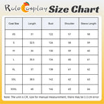 Rolecosplay League of Legends K/DA Firestarter Akali white and red cosplay costume - size chart in cm