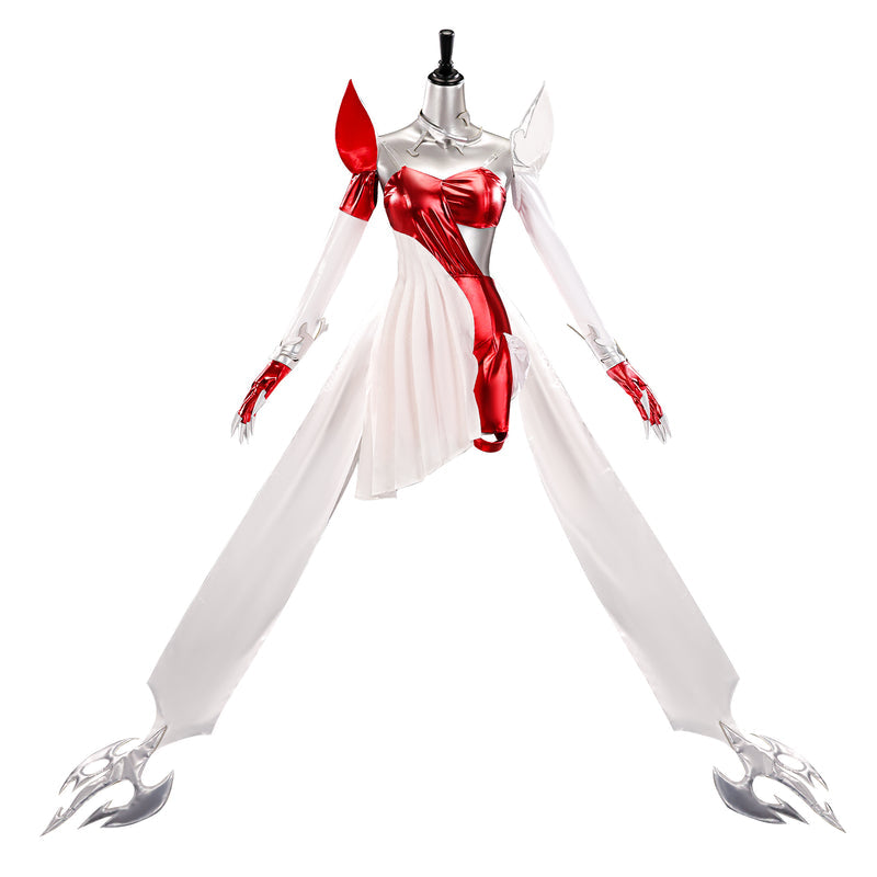 Rolecosplay League of Legends K/DA Firestarter Evelynn white and red cosplay costume - costume view and construction details 01