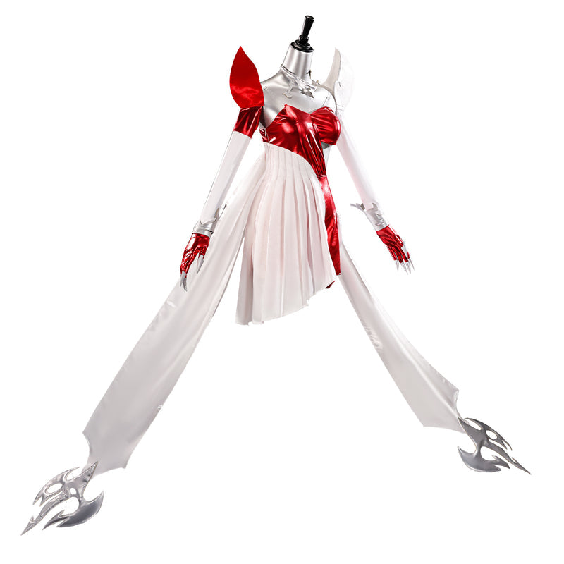Rolecosplay League of Legends K/DA Firestarter Evelynn white and red cosplay costume - costume view and construction details 02