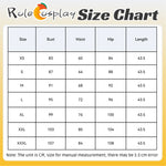 Rolecosplay K/DA Firestarter Kai'Sa black and red cosplay costume - size chart, XS to 3XL (XXXL)