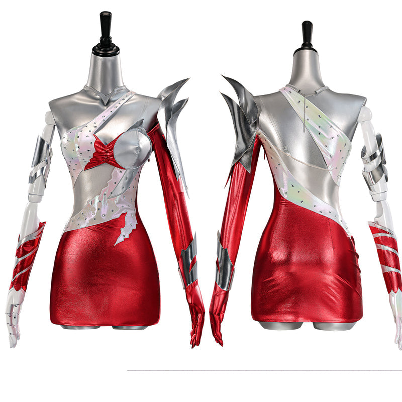 Rolecosplay League of Legends K/DA Firestarter Kai'Sa white and red cosplay costume - costume view and construction details 02