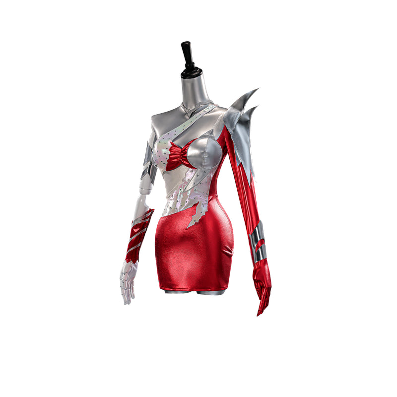 Rolecosplay League of Legends K/DA Firestarter Kai'Sa white and red cosplay costume - costume view and construction details 03