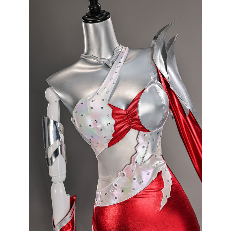 Rolecosplay League of Legends K/DA Firestarter Kai'Sa white and red cosplay costume - costume view and construction details 04