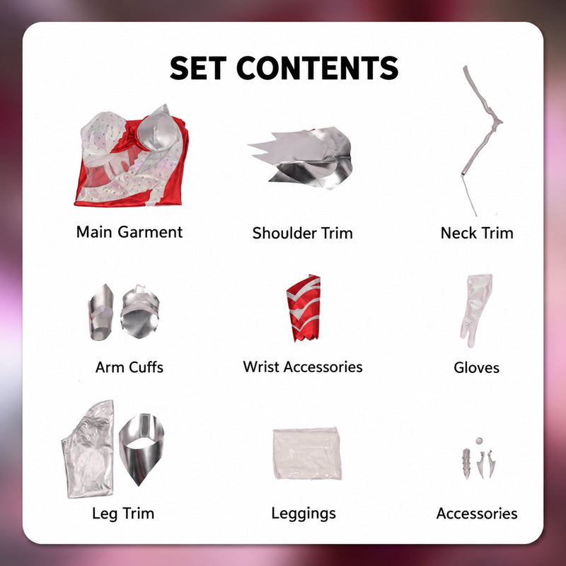 Rolecosplay League of Legends K/DA Firestarter Kai'Sa white and red cosplay costume - English set contents and accessories