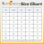 Rolecosplay League of Legends K/DA Firestarter Kai'Sa white and red cosplay costume - size chart in cm