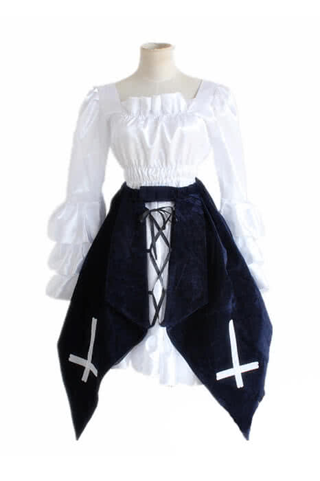 Rozen Maiden Suigintou Lolita Dark Blue Dress Cosplay Costumes 