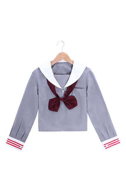 Classic School Girl Costume Wine Red Bow-knot