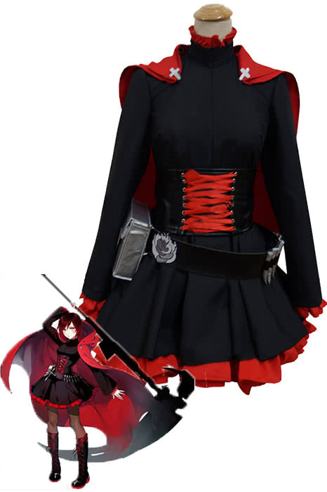  Ruby Rose Red and Black Anime Cosplay Costumes