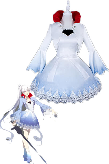 Weiss Schnee Lovely White and Blue Anime Cosplay Costumes
