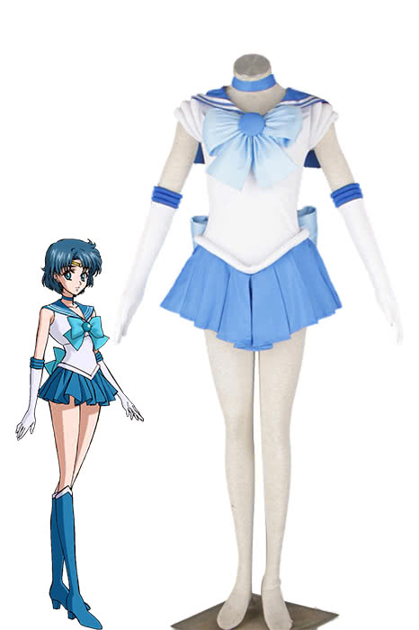 Sailor Moon Sailor Mercury Mizuno Ami Amy Anderson Fighting Uniform Cosplay Costume