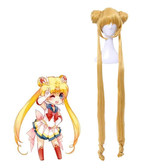 Sailor Moon Serena Tsukino 5 Version Sailor Long Golden Cosplay Wigs