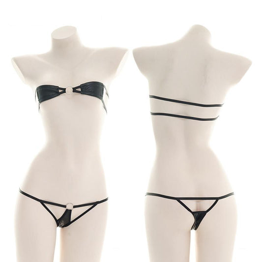Sexy Black Leather Bikini Cosplay Costume