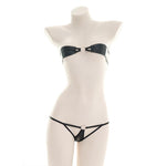 Sexy Black Leather Bikini Cosplay Costume