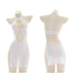 Sexy Translucent White Cutout Loving Cosplay Costume