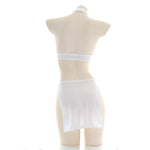Sexy Translucent White Cutout Loving Cosplay Costume