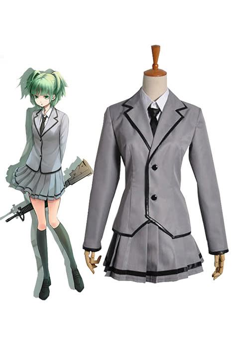 Gray Blazer and Pleated Skirt School Uniform Set