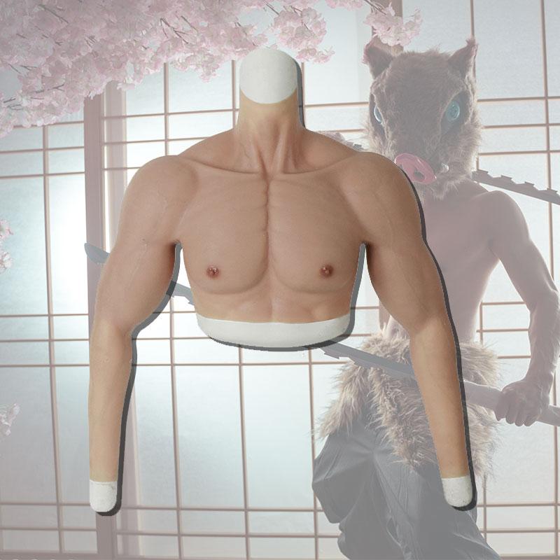 Silicone False Fake Muscle Elasticity Chest Man 4 Color Cosplay Prop 