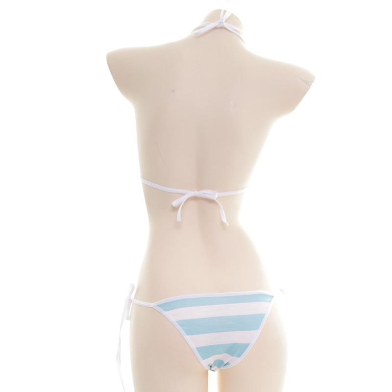 Striped Cotton Bikini 3 Color Cosplay Costume