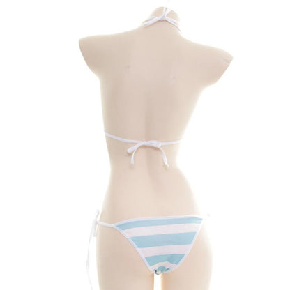 Striped Cotton Bikini 3 Color Cosplay Costume