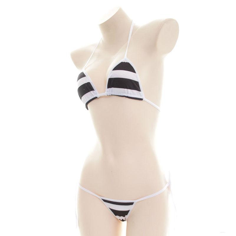 Striped Cotton Bikini 3 Color Cosplay Costume