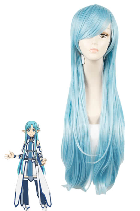 Sword Art Online Yuuki Asuna Straight Blue Anime Cosplay Wigs