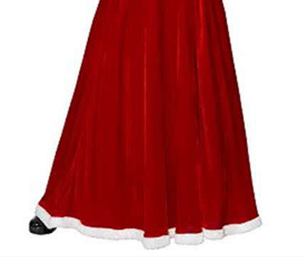 Red new Christmas costume beautiful long dress white cloak