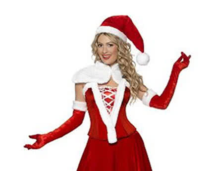 Red new Christmas costume beautiful long dress white cloak