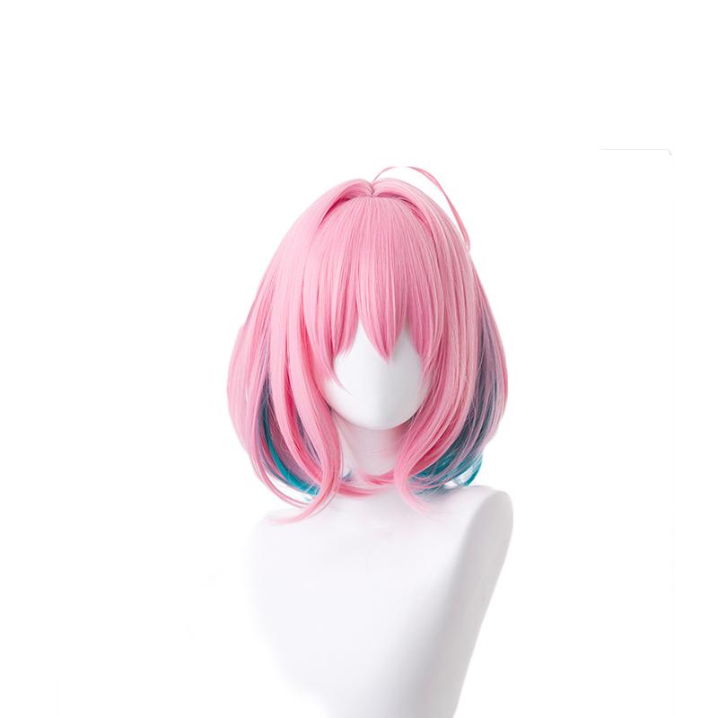THE IDOLM@STER CINDERELLA GIRLS Yumemi Riamu Pink Mixed Blue Short Cosplay Wigs 