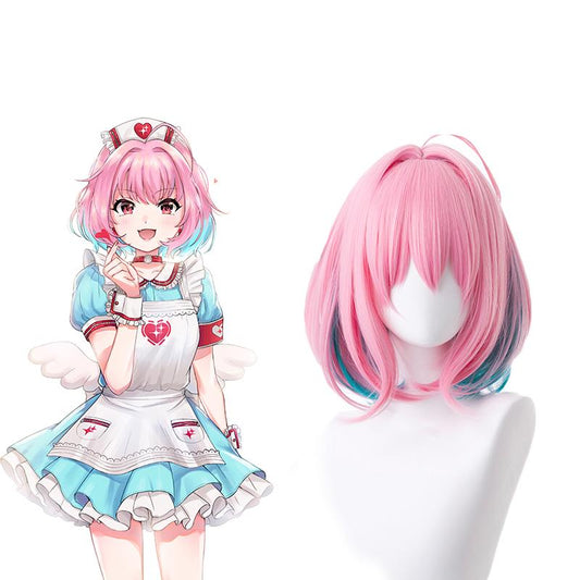 THE IDOLM@STER CINDERELLA GIRLS Yumemi Riamu Pink Mixed Blue Short Cosplay Wigs 