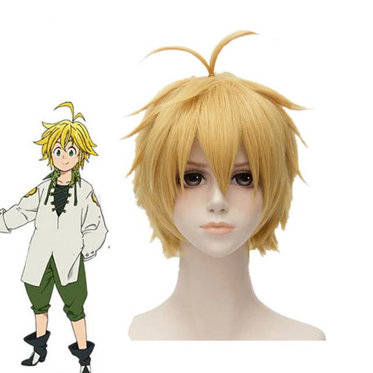 35cmThe Seven Deadly Sins  Meliodas Blond Short Synthetic Cosplay Wigs