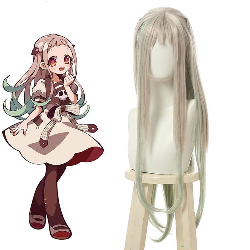Toilet-Bound Hanako-kun Yashiro Nene Gray Mixed Green Long Cosplay Wigs 