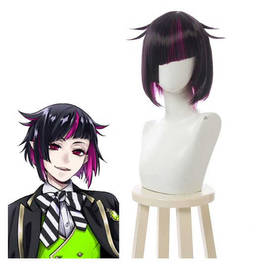 Twist Wonderland Lilia Vanrouge Short Black Highlights Purple Cosplay Wigs