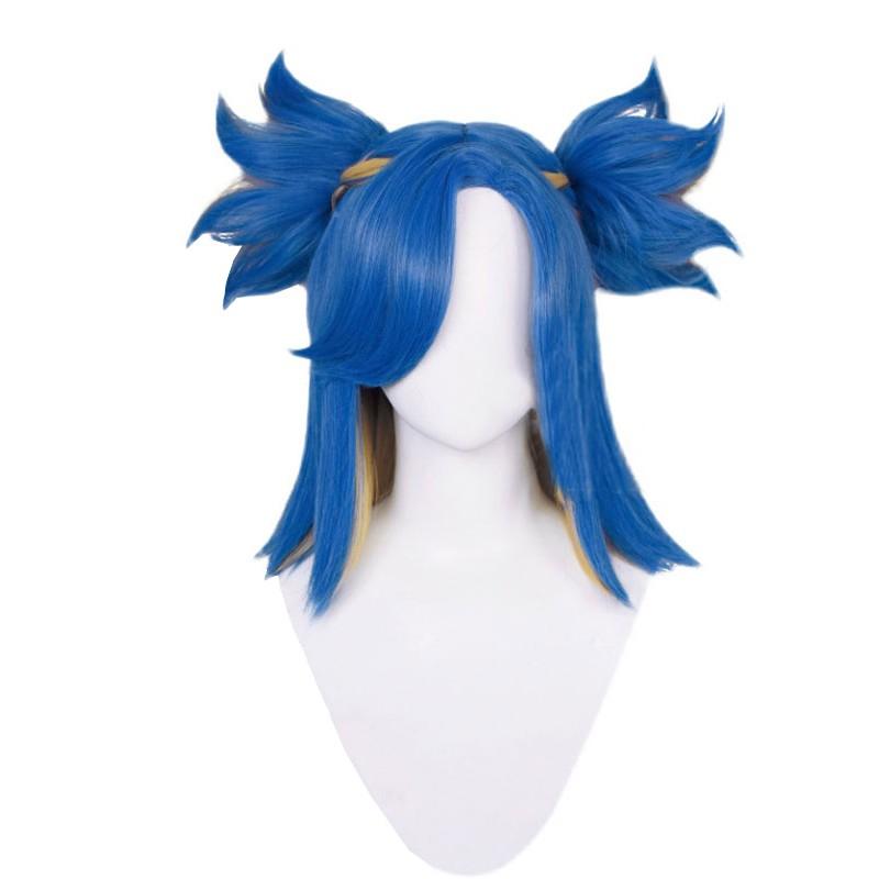 Valorant Neon Blue Mixed Yellow Cosplay Wigs
