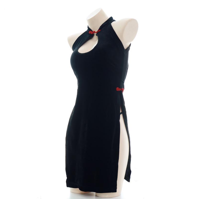 Vintage Cheongsam Velvet Slit Underwear Cosplay Costume