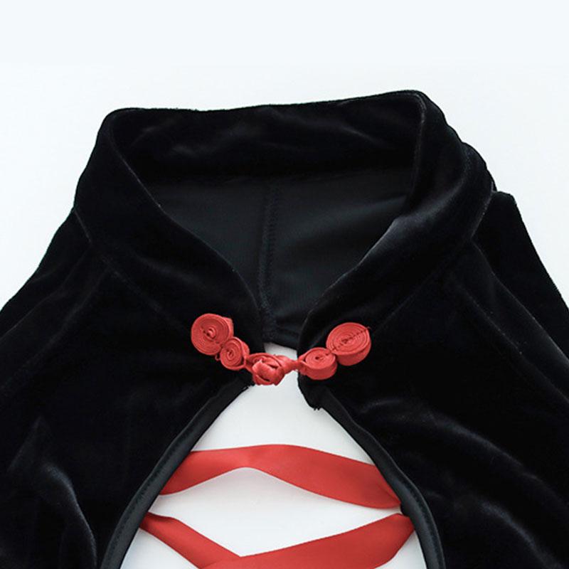 Vintage Cheongsam Velvet Slit Underwear Cosplay Costume