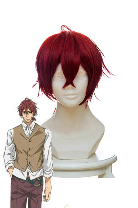 Violet Evergarden Claudia Hoggins Anime Cosplay Wigs Short Wine Red Synthetic Man Wigs